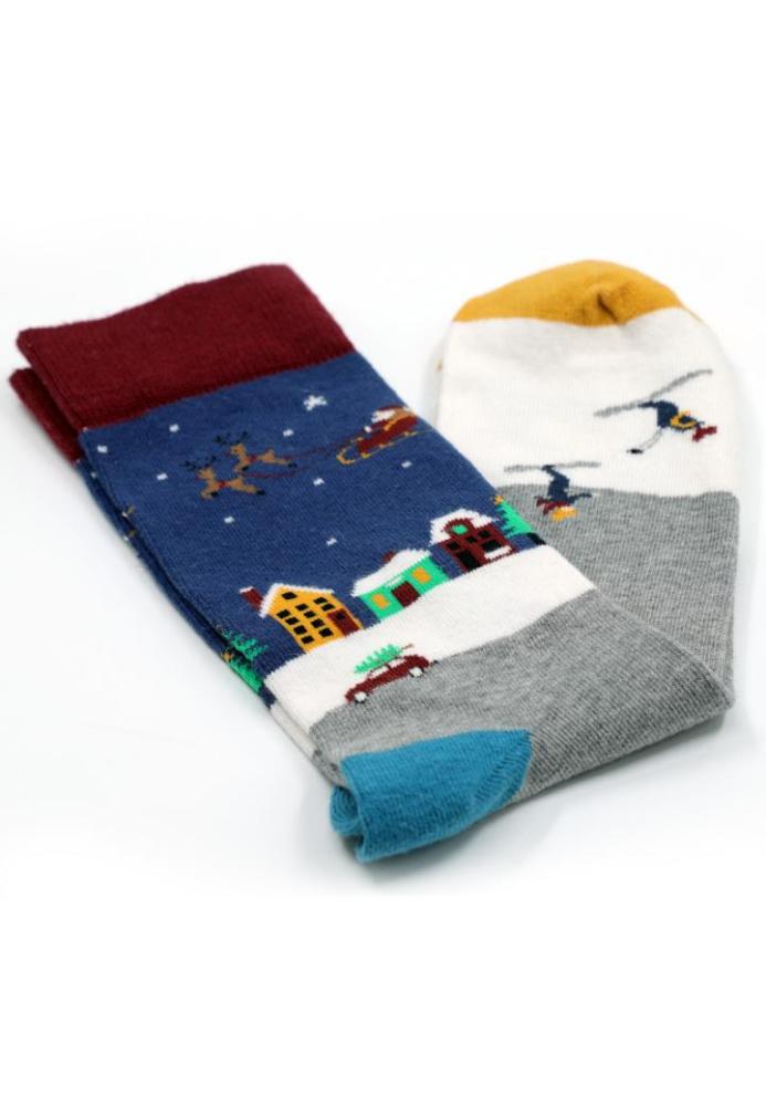 Șosete Bărbătești Organice Fără Cusătură ,albastre cu animatii , Engros